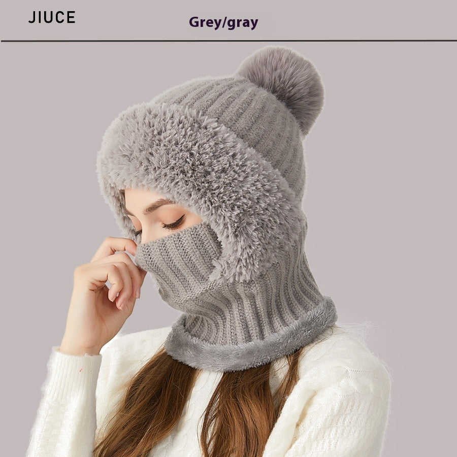 Autumn Winter Color Matching Plush Peaked Cap - Fashion All-Match Warm Hat