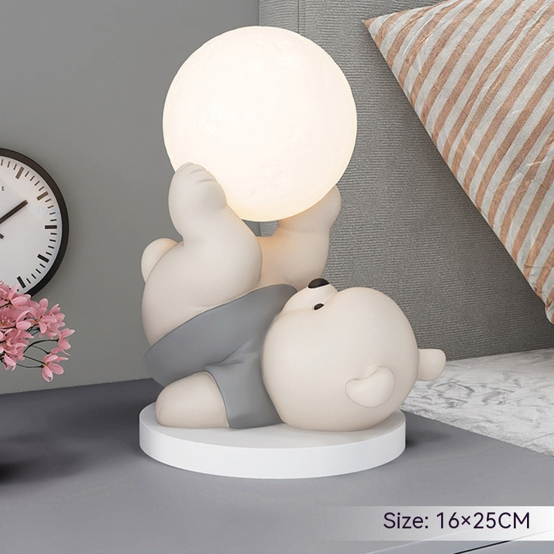 Premium Cute Bear Night Light - Resin Home Decoration Bedroom Bedside Lamp