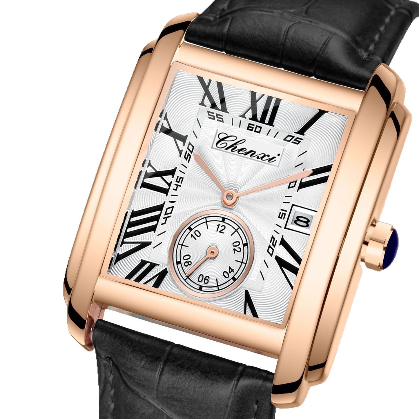 Men's Square Quartz Watch - Dawn Brand Direct Belt Timepiece