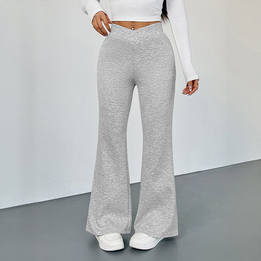 Women's Slim Fit Bootcut Trousers - Casual Daily Flare Leg Pants
