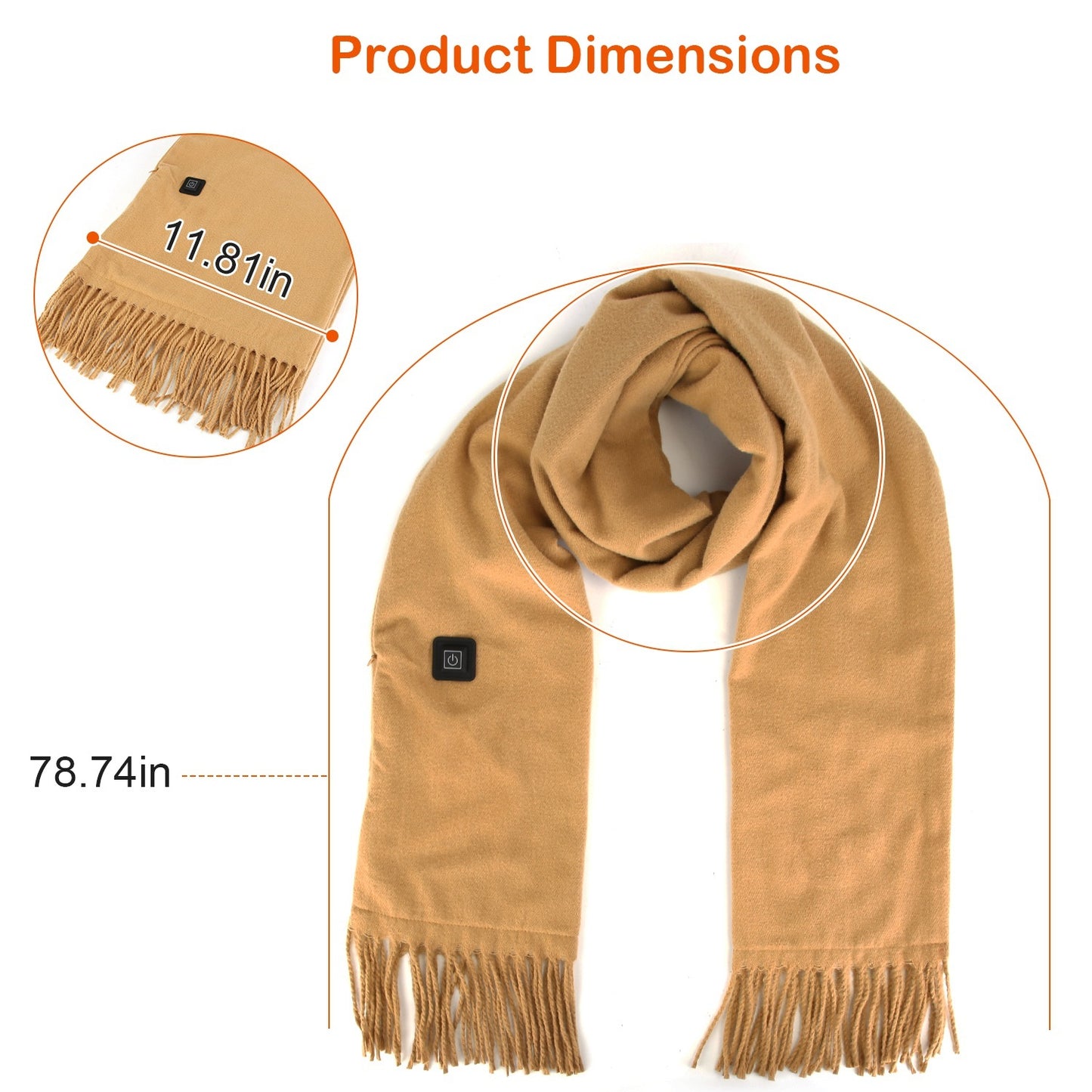USB Electric Heated Winter Scarf - 3 Heating Modes for Outdoor Activities
