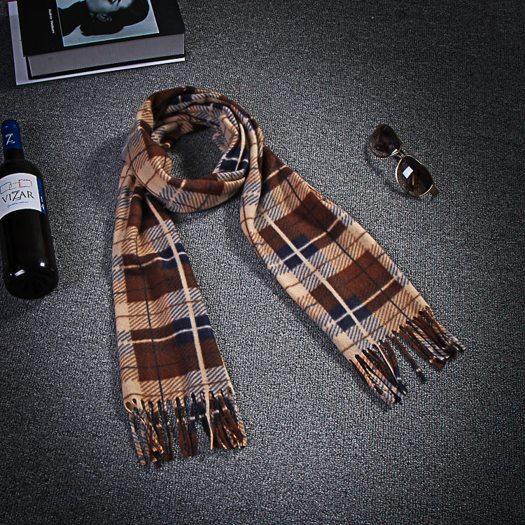 Unisex Black & White Plaid Thermal Scarf - Plus Size Winter Wrap