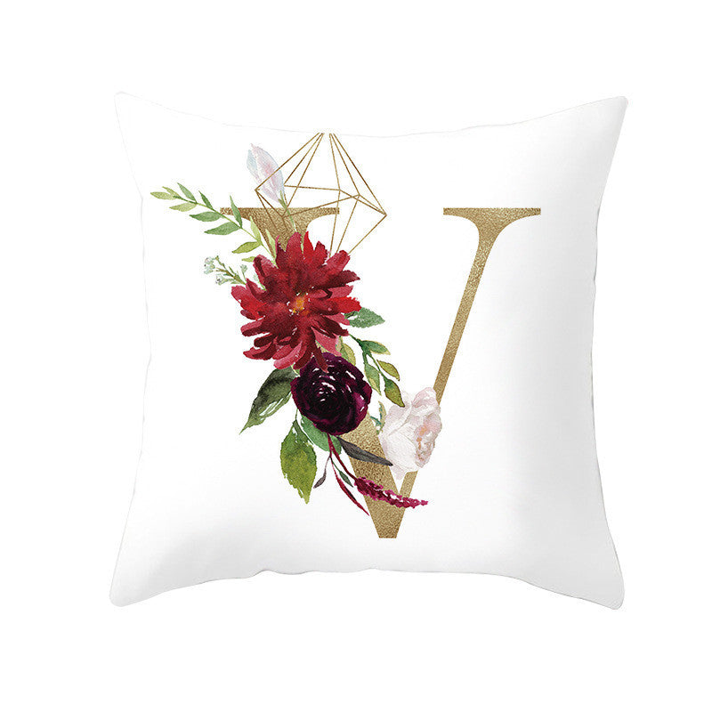Nordic Style Pillowcase Geometric Golden Letter Pillowcase Peach Skin Sofa Cushion Household Goods
