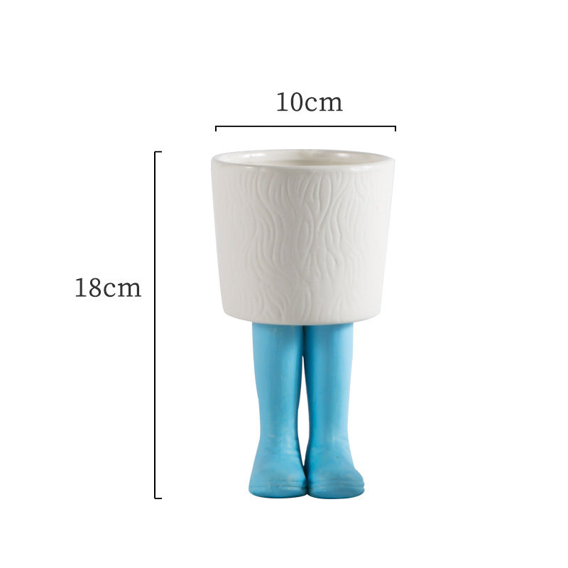 Premium Ceramic Flowerpot - Green Plant Home Soft Decoration for Living Room & Balcony