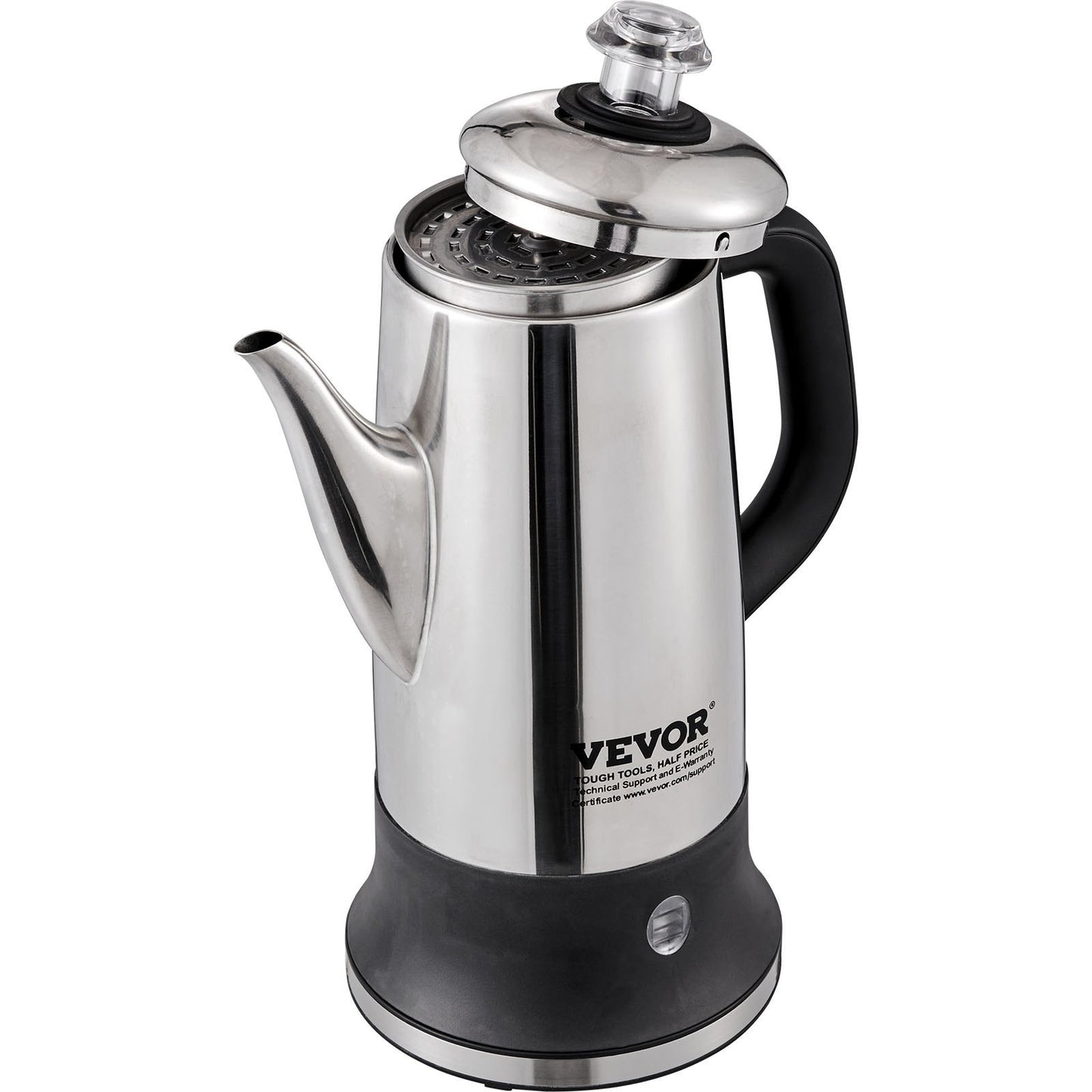 12-Cup Electric Percolator Coffee Pot - Stainless Steel with Keep Warm Function