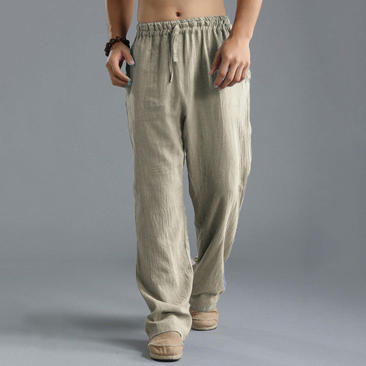 Men's Breathable Linen Casual Sports Pants - Loose Fit Summer Trousers