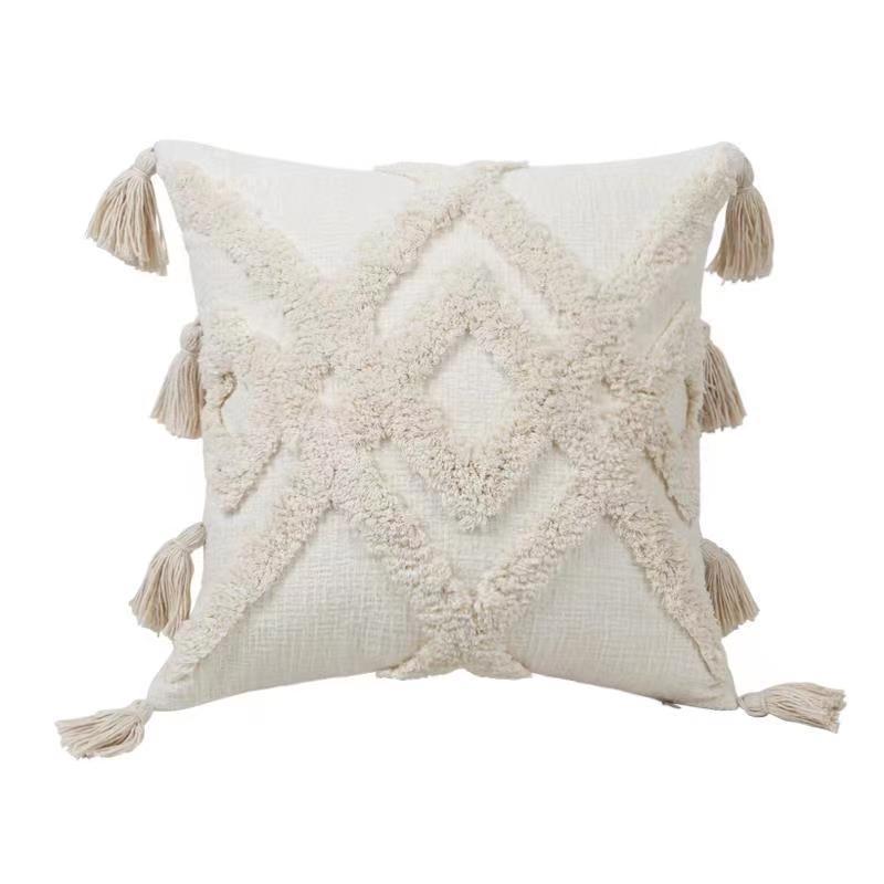 Tufted Cotton And Linen Blended Cushion And Pillowcase