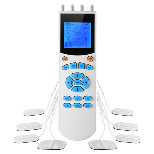 1Pc Tens Unit Machine Impulse Massager 10 Modes Pain Relief Body Massager Machine Muscle Stimulator With 4 Outputs And 8 Electrode Pads For Relief Relaxing Fitness