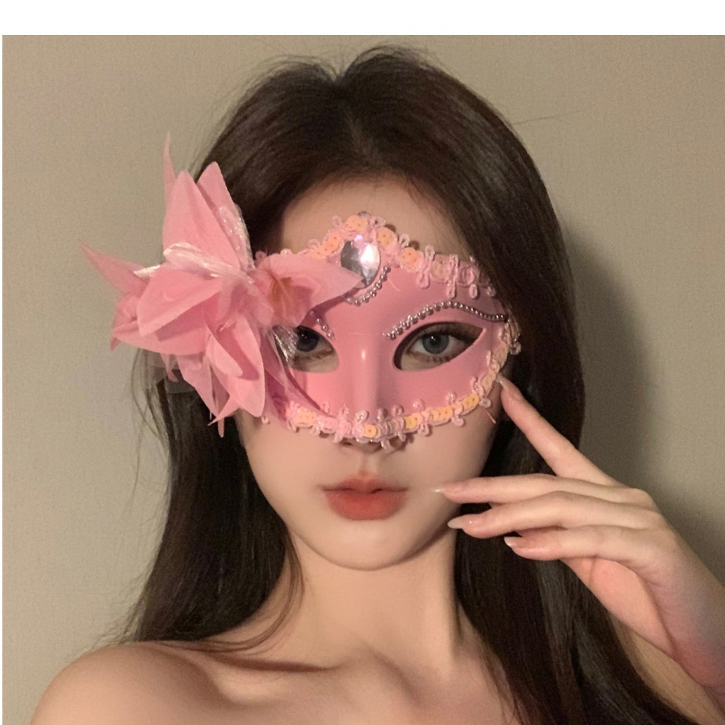 Halloween Half Face Mask - Werewolf White Design