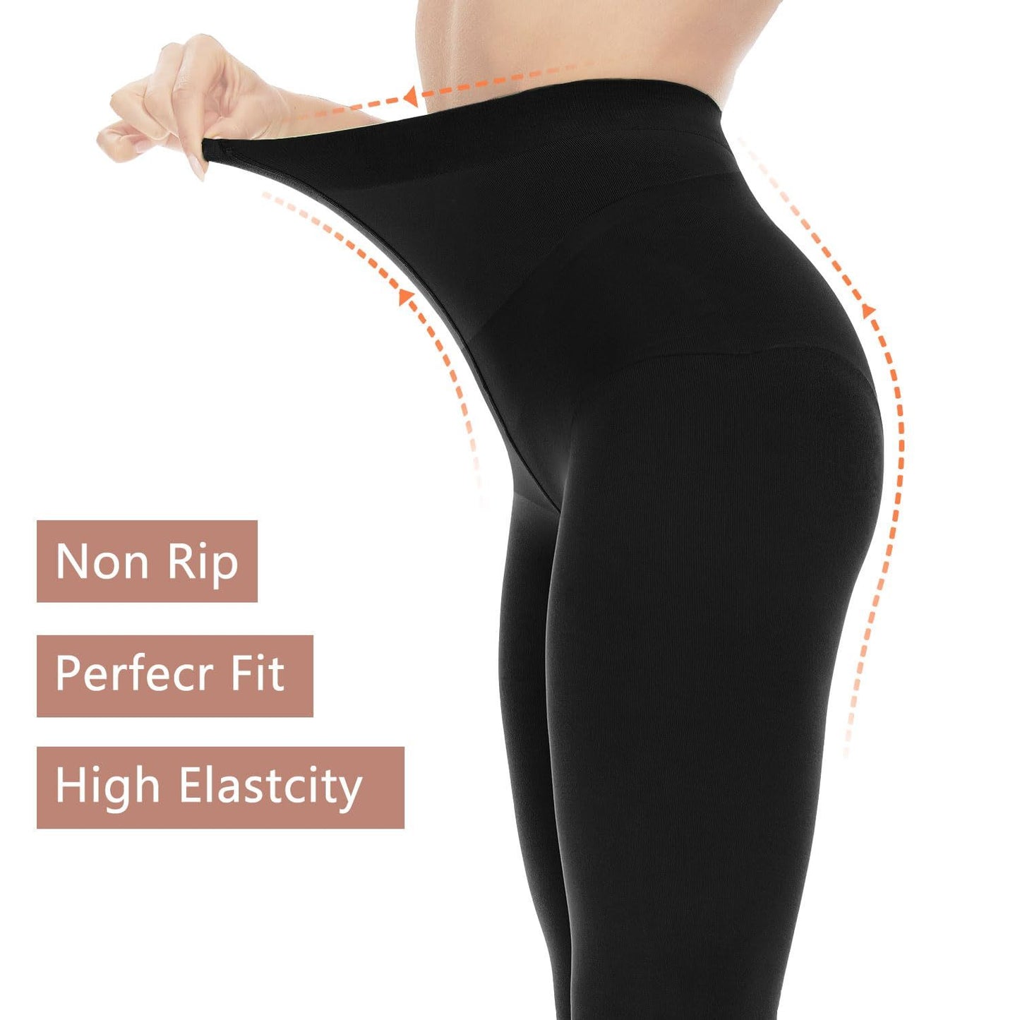 2-Pack 80D Opaque Black Tights for Women - Full Coverage Footed Tights