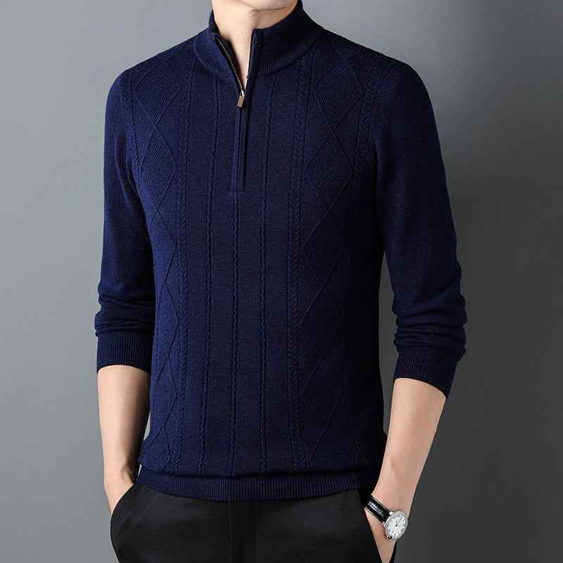 Half Zipper Thickening Thermal Head Cover Knitted Inner Match Woolen Sweater
