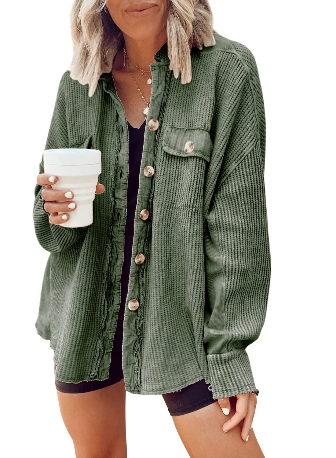 Women's Patchwork Irregular Shirt Jacket - Loose Long Sleeve Top