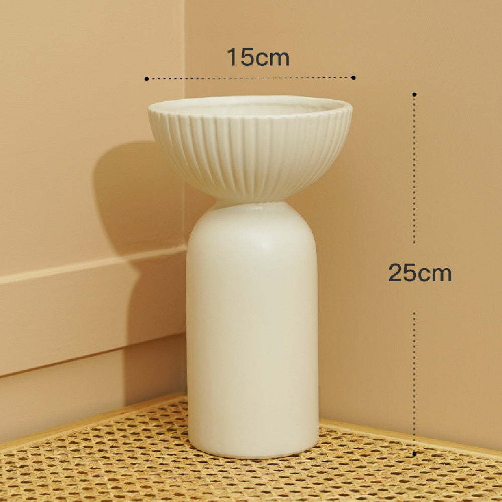 Premium White Porcelain Hydroponic Vase - Modern Home Office Desktop Decoration