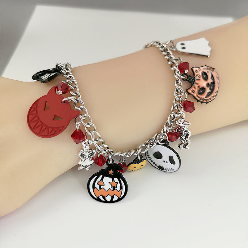 Halloween Bracelet - Pumpkin Skull Ghost Charm Jewelry