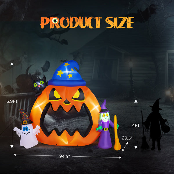 6.9ft Pumpkin Inflatable Halloween Decoration - Large Outdoor Display