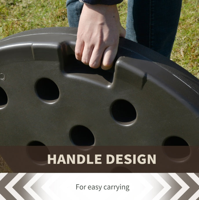 Cantilever Patio Umbrella Base Fan Shaped Weights With Handles Durable Material Coffee