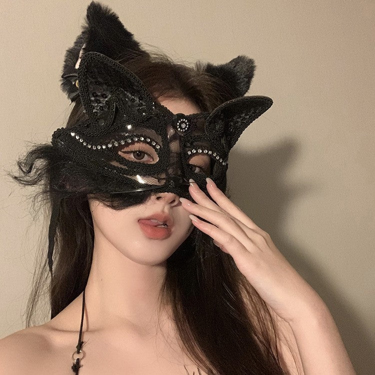 Halloween Half Face Mask - Werewolf White Design
