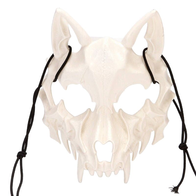 Halloween Half Face Mask - Werewolf White Design