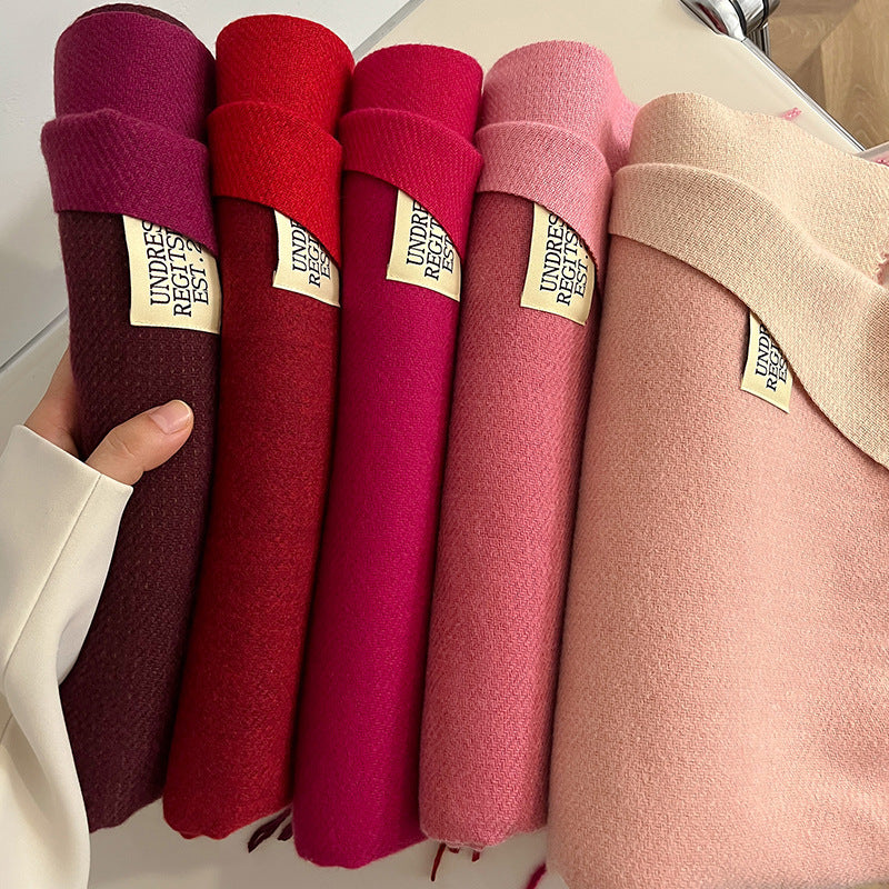 Double-Sided Artificial Cashmere Scarf - Women's Winter Warm Couple Scarf