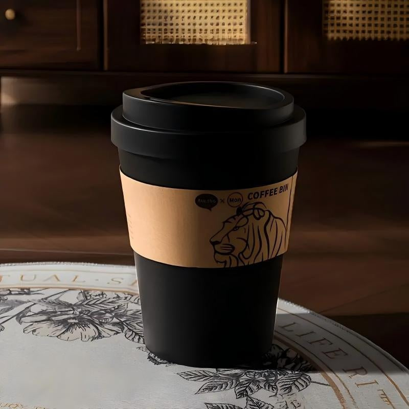 2025 New Elegant Lion Theme Coffee Cup Trash Can Deodorizing Push-On Lid Black And White Odor Resistance High Aesthetic Large Capacity