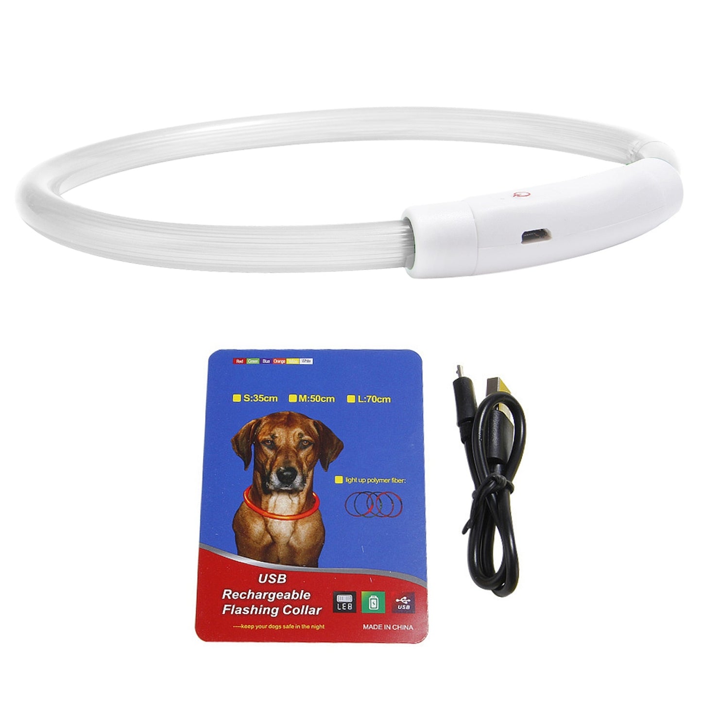 1Pc USB Rechargeable LED Dog Collar Multi Color Lighting Dog Safety Collar Cuttable Length Glow Dog Collar For Small Medium Large Dog Night Walking