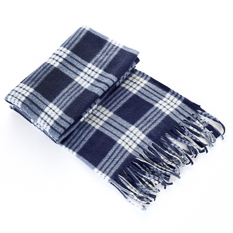 Unisex Black & White Plaid Thermal Scarf - Plus Size Winter Wrap