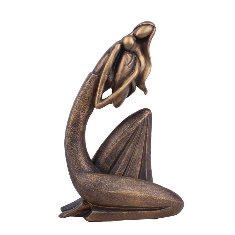 Premium Mother Child Embrace Resin Sculpture - European Style Home Decoration