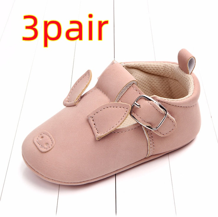 Cartoon Animal Baby Shoes - Soft Non-Slip Leather First Walking Shoes