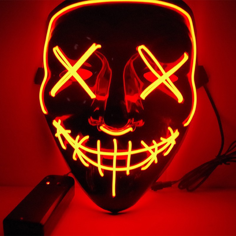 LED Glow V-Shaped Halloween Mask - Blue Light Design