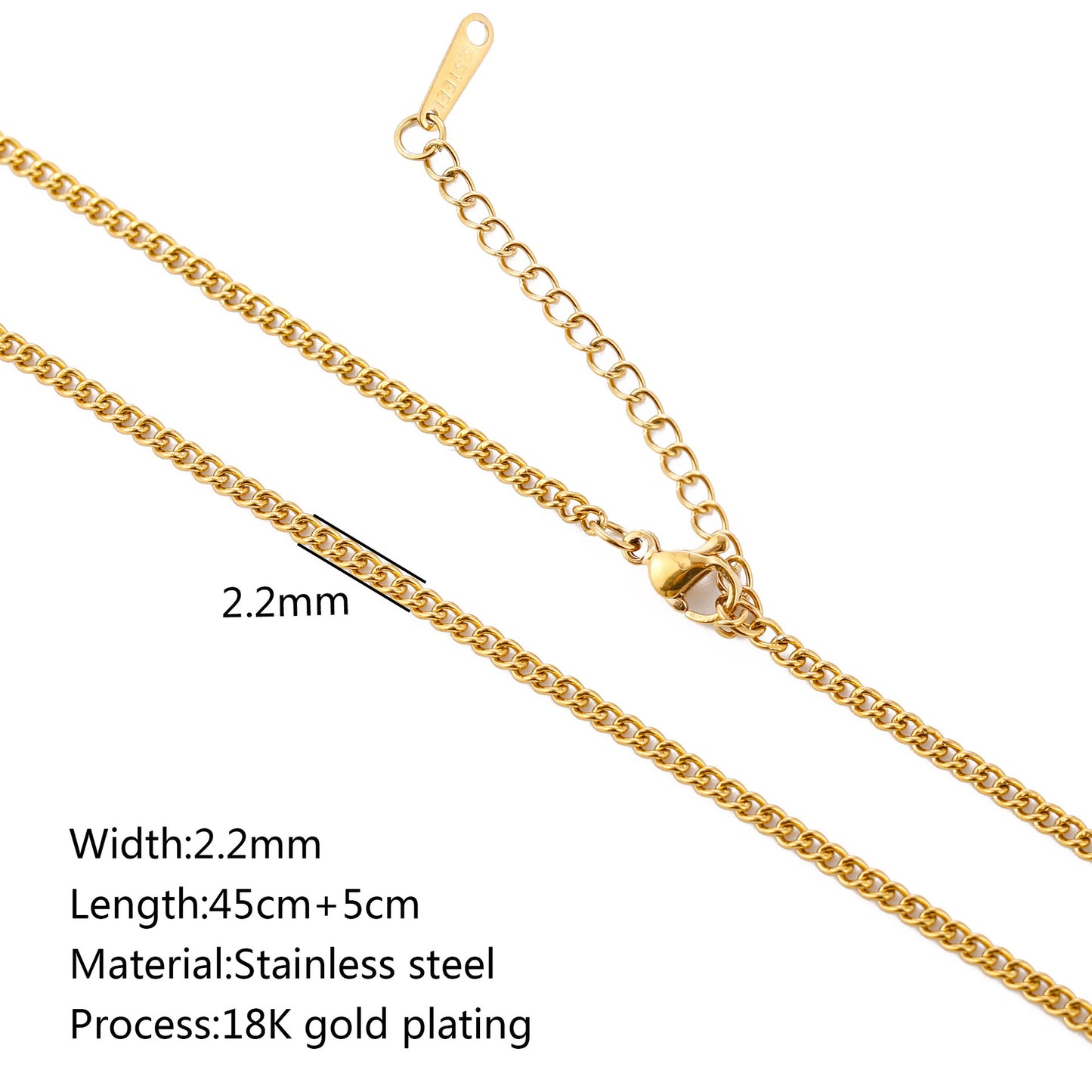 Stainless Steel Vacuum Vapor Plating 18K Gold Color Protection Lip Chain