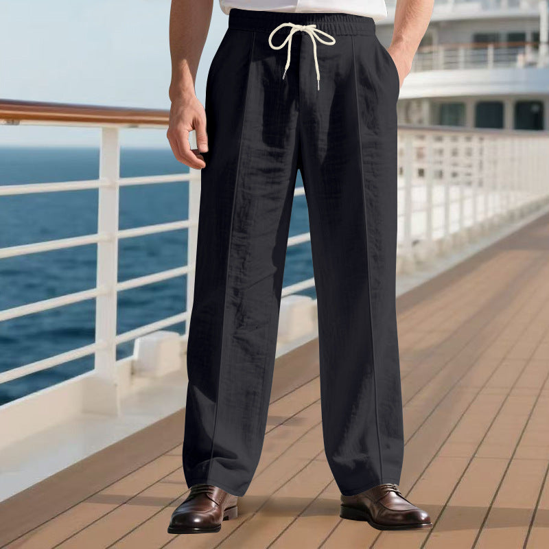 Men's Breathable Linen Beach Pants - Loose Fit Casual Summer Trousers