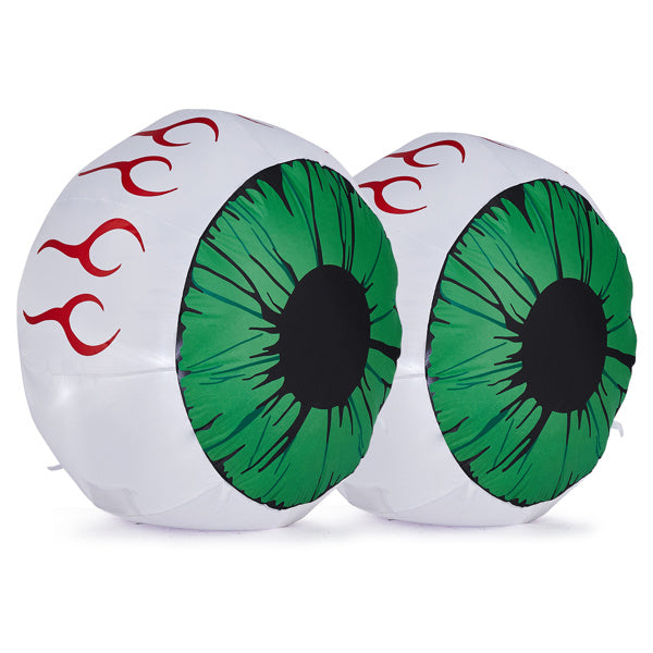 2PCS 3ft Green Eyeball Halloween Inflatables - 2 White LED Lights