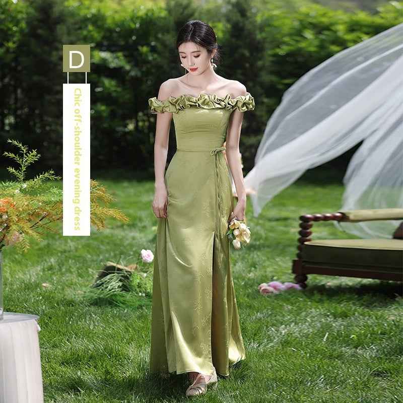 Green National Style Element Bridesmaid Dress