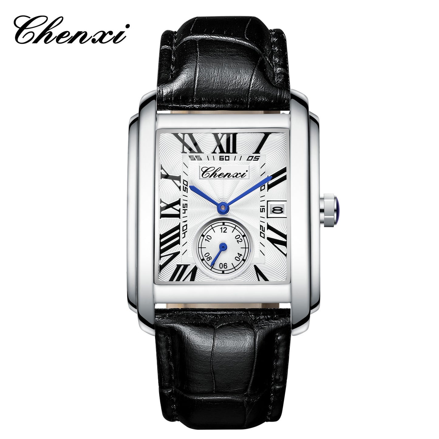 Men's Square Quartz Watch - Dawn Brand Direct Belt Timepiece