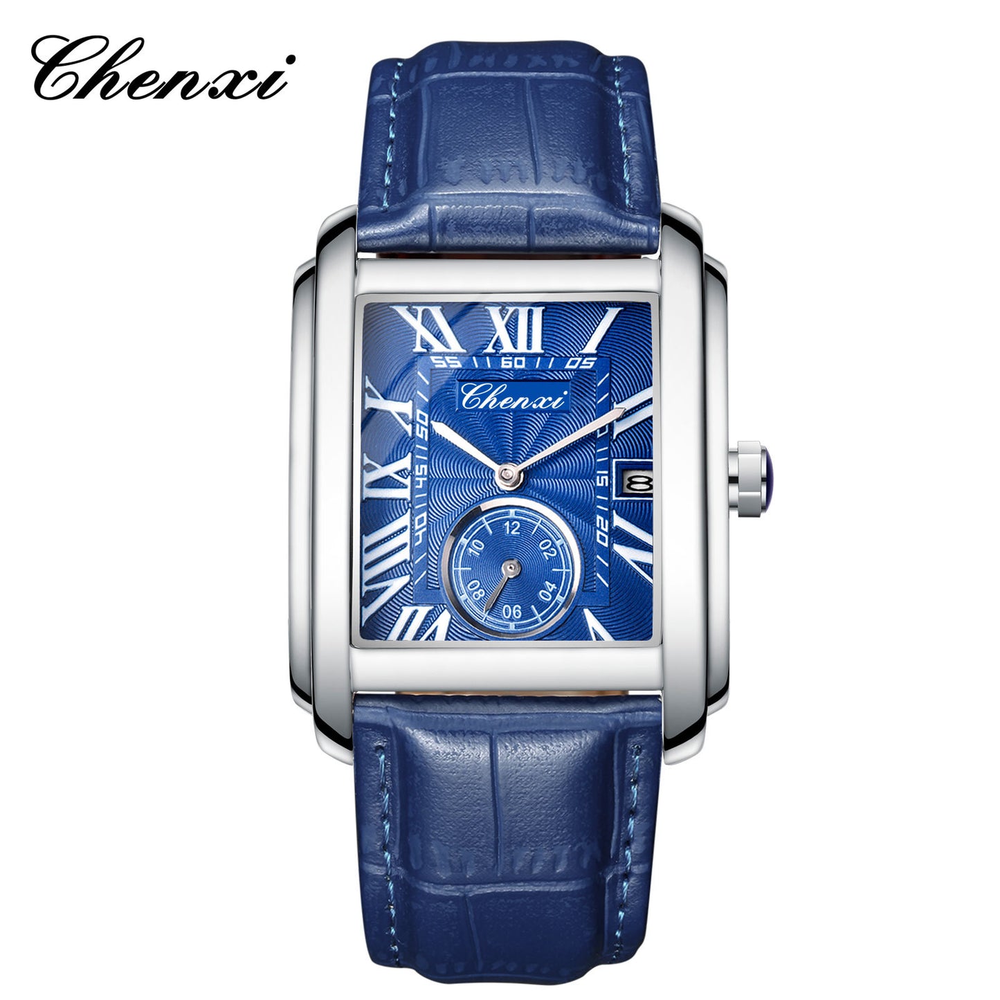 Men's Square Quartz Watch - Dawn Brand Direct Belt Timepiece