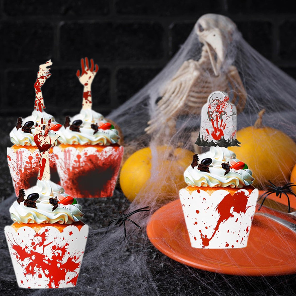 Halloween Cupcake Toppers - 48 Pcs Decorative Picks Set
