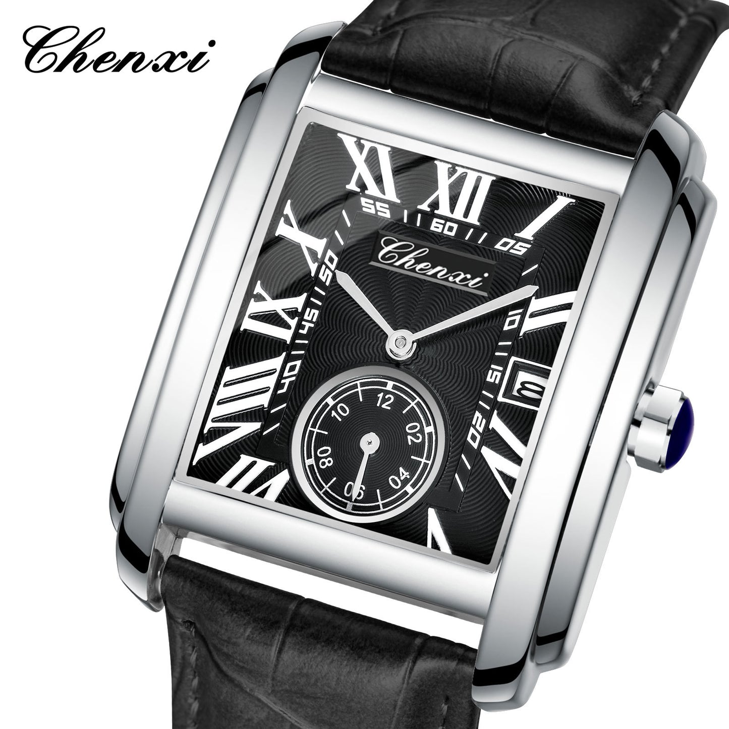 Men's Square Quartz Watch - Dawn Brand Direct Belt Timepiece