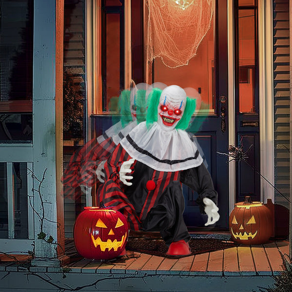 2.6ft Clown Halloween Standing Decoration - Life-Size Horror Display