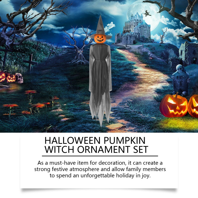 Halloween Pumpkin Witch Hanging Set - Enchanting Festive Charms