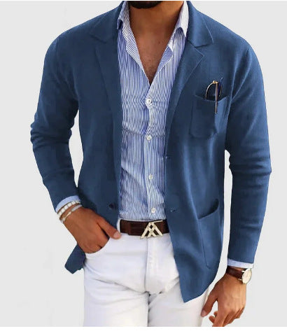 Men's Spring Leisure Printed Double Button Suit Jacket - Casual Business Blazer