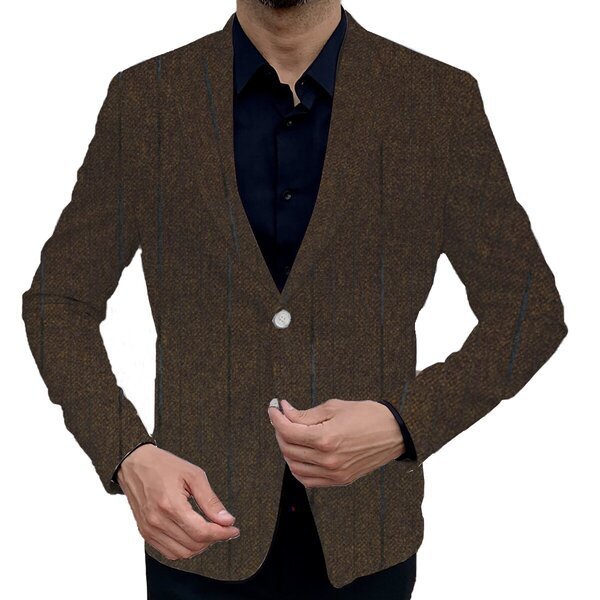 Men's Spring Leisure Printed Double Button Suit Jacket - Casual Business Blazer