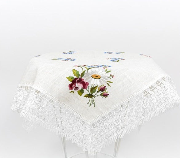 European Style Embroidered Coffee Table, Lace Tablecloth, Pillowcase, Bedside Cushion