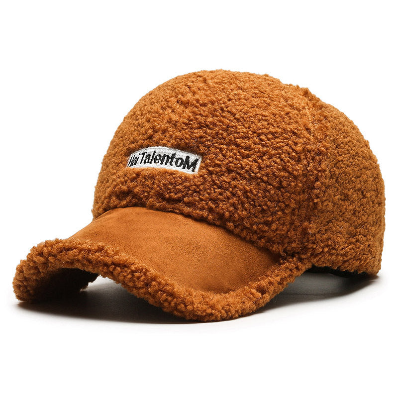 Autumn Winter Color Matching Fashion All-Match Plush Warm Peaked Cap