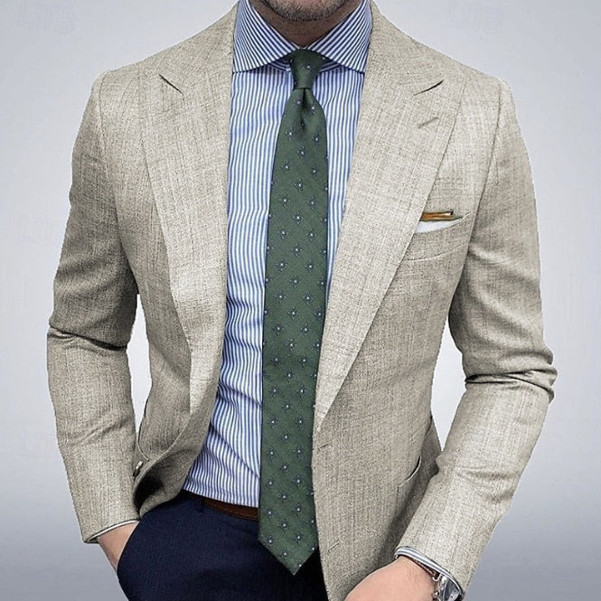 Men's Spring Leisure Printed Double Button Suit Jacket - Casual Business Blazer