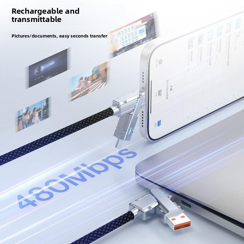 4-in-1 Multi Device Charging Cable - Universal USB-C Lightning Micro-USB Charger