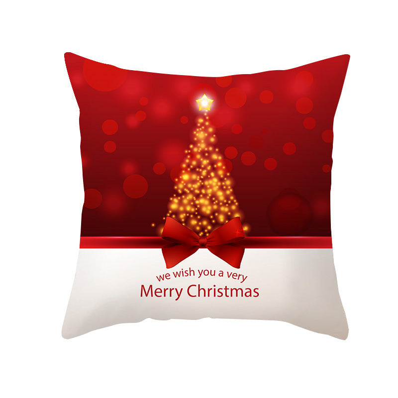 Cartoon Santa Claus Series Peach Skin Sofa Cushion Cover - Fun Christmas Holiday Decoration
