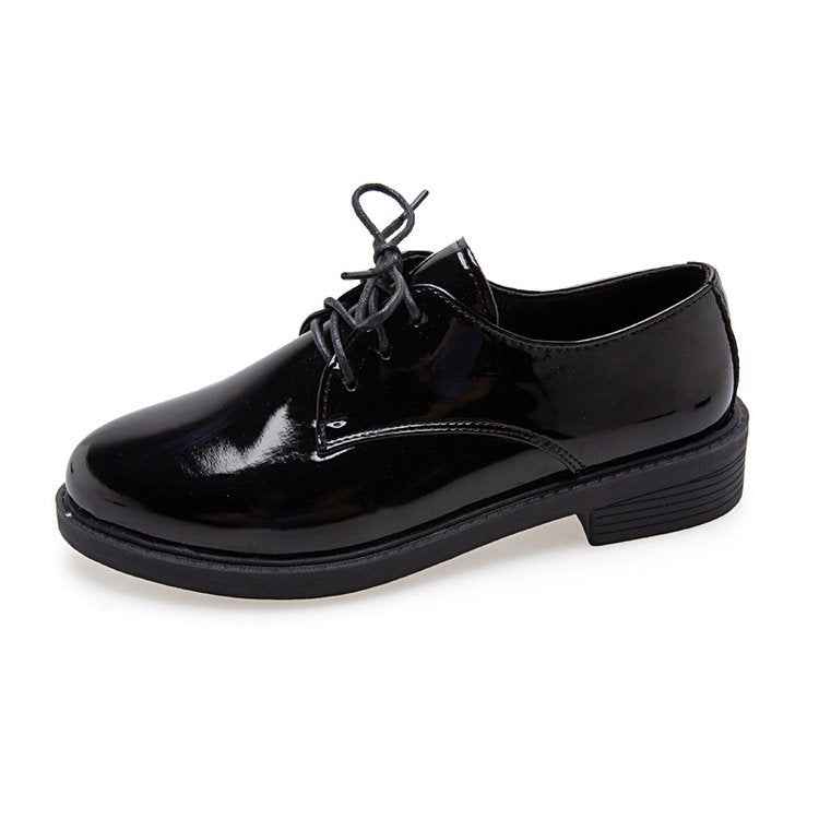 Black Retro Student Flat Hong Kong Style Casual Loafers