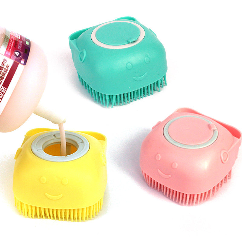 Silicone Dog Bath Massage Gloves Brush - Pet Grooming Tool with Shampoo Dispenser for Dogs & Cats