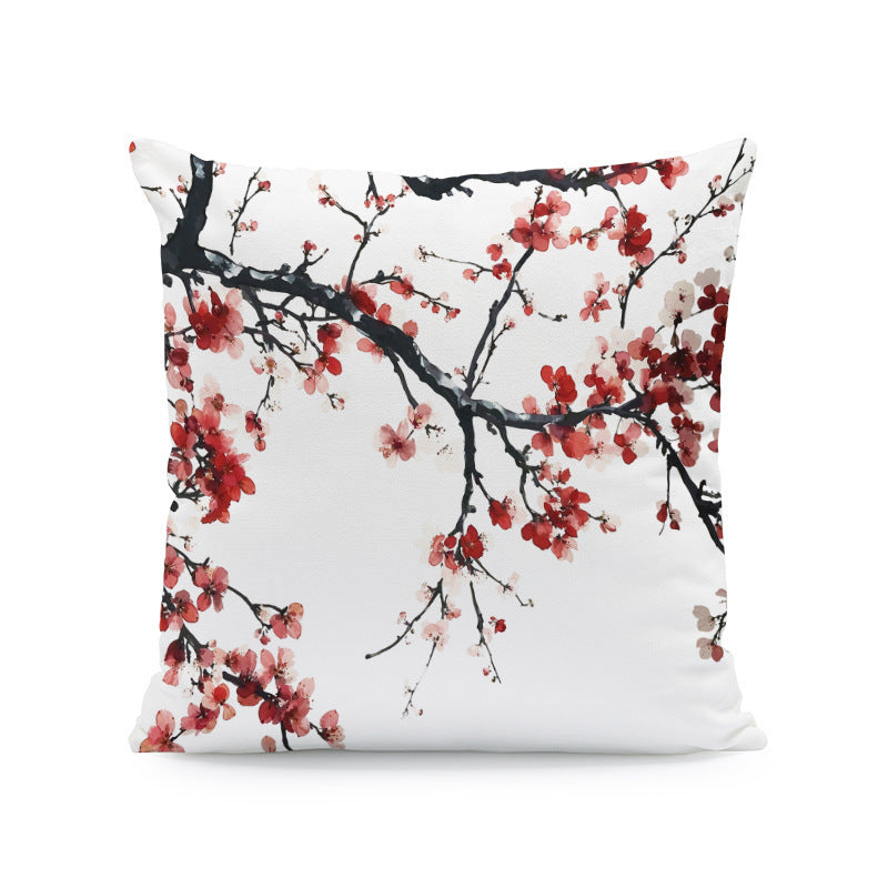 Ink-painting Plum Blossom Yellow Flower Sofa Cushion Cover Without Pillow Core