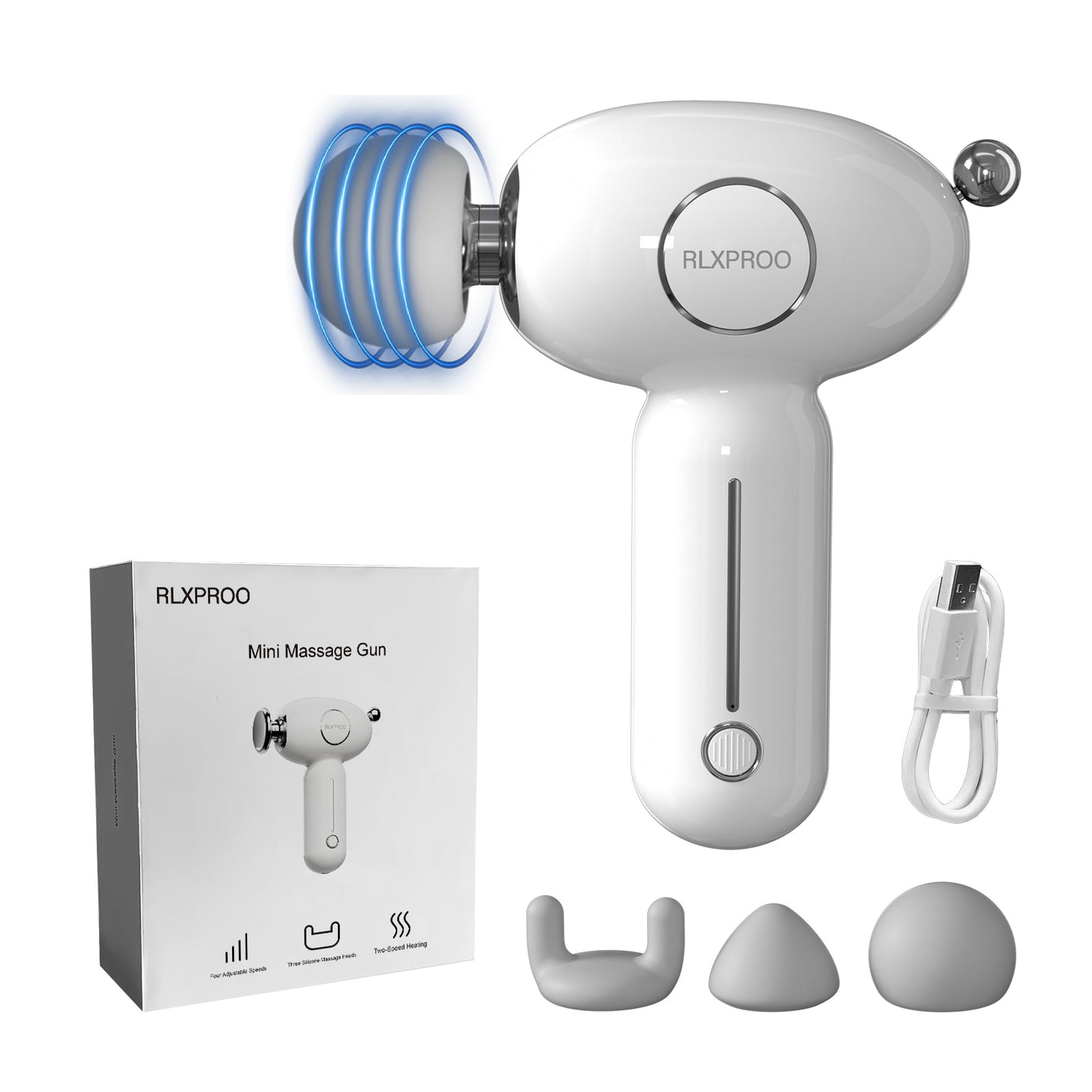 DRS-8120D Mini Massage Gun - Deep Tissue Percussion Massager With Heating Function, 5 Speed Levels, Portable Muscle Relaxation For Athletes & Recovery, USB Rechargeable